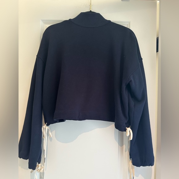 A.L.C. Half Zip Navy Cropped Sweatshirt - Picture 2 of 5